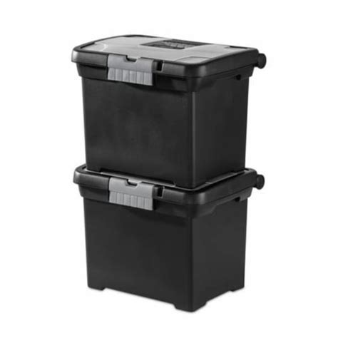 Sterilite Portable Lockable File Box w/ Extra Compartment & Handle